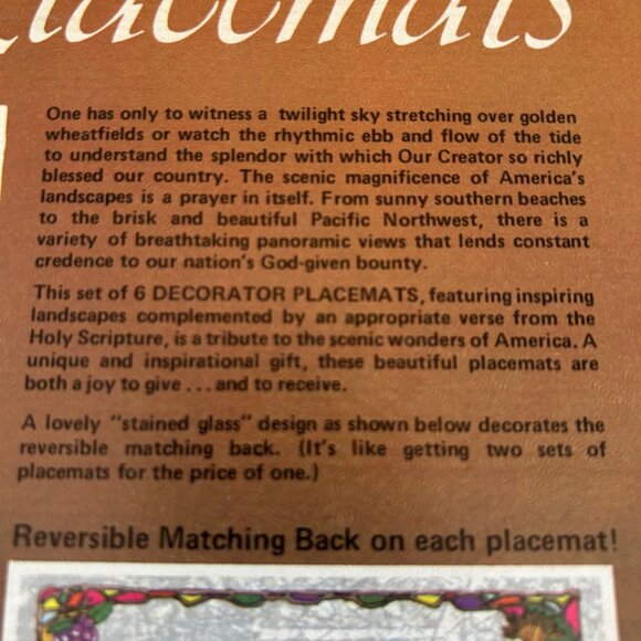 Vintage 1970s Inspirational Placemats set of 6 - Picture 7 of 10